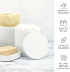 ZCCZ White Bathroom Accessories Set 6 Pieces - Toothbrush Holder, Lotion Dispenser, Qtip Container, Vanity Tray, Tumbler - Countertop Organizer for Bathrooms - Elegant and Functional Décor Set