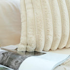 JOJUSIS Pack of 2 Faux Fur Plush Decorative Throw Pillow Covers Couch Cushion Case Soft Pillowcases (Beige, 12 x 20-Inch)