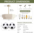 17.7" Modern Chandeliers for Dining Room, 3-Light Ceiling Pendant Light Gold Bedroom Light Fixture with 2-Layer Linen Drum Shade, Vintage Brass Chandelier for Kitchen Entryway Living Room