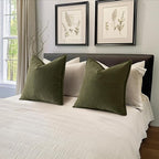 MIULEE Pack of 2 Olive Green Decorative Pillow Covers 20x20 Inch Soft Chenille Luxurious Couch Throw Pillows Farmhouse Cushion Covers with Elegant Design for Sofa Bedroom Living Room Home Decor
