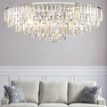 Chrome Crystal Chandelier for Dining Room, 40" Modern Round Luxury Chandeliers 7-Tier 17 Lights Large Adjustable Height Ceiling Hanging Pendant Light Fixture for Living Room Bedroom Foyer