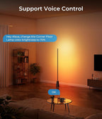 Corner Floor Lamp, RGBCW Smart Floor Lamp, 16 Million Colors, Music Sync, 1500lm, 2700-6500K, LED Corner Lamp with Alexa & Google Compatible, Led Floor Lamps for Living Room Bedroom Gaming