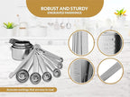 Stainless Steel Measuring Cups and Spoons Set 12 Piece Stackable Baking & Cooking Gadgets for Dry and Liquid Ingredients,Nesting Cups, Engraved Markings & Leveler,Dishwasher Safe Kitchen Tools