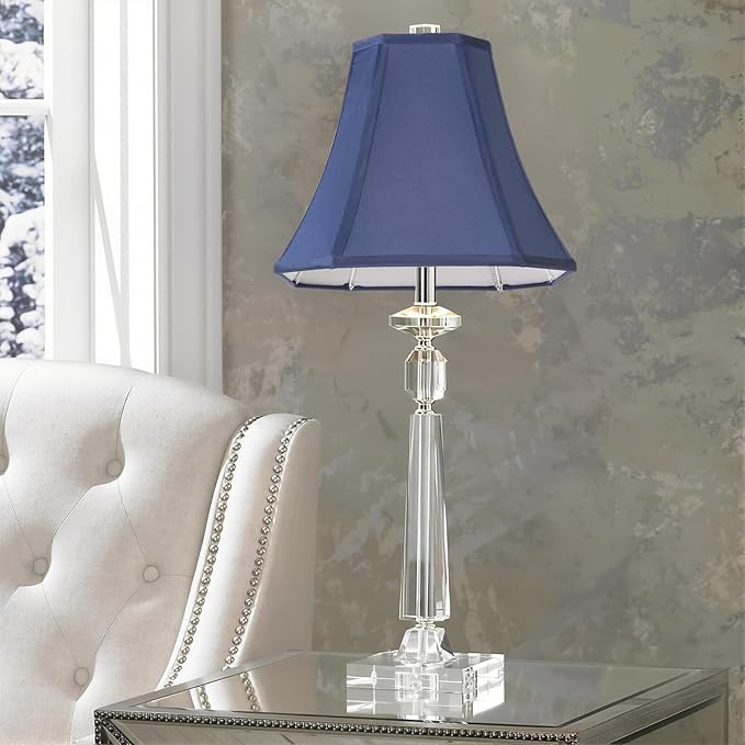 Navy Blue Square Cute Lamp Shades Octagonal Faux Silk Lampshade Replacement Medium Lampshade 6.5×13×10.6IN(Spider) Vintage Lamp Shade for Table & Floor Lamp - Easy Assembly(Single)