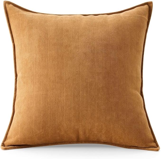 Luxury Tweed & Chenille Throw Pillow Covers – Set of 2 (18" x 18") with Soft and Luxurious Textures Decorative Throw Pillows for Couch, Bed, and Home Decor (Yellow)