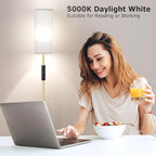 Ambimall 64'' Floor Lamps for Living Room with Remote Control and Stepless Dimmable Colors Temperature & Brightness, 9W Bulb Included(Beige Lampshade & Gold Pole)