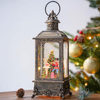 Christmas Snow Globe Lantern Water Glittering Nutcracker Ballerina with Music & Timer, USB Lined/Battery Operated Lighted Lantern for Christmas Festival Decoration Gifts