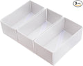 Clothes Drawer Organizer Set of 3 Raw White, 11' Dresser Drawer Dividers for Underwear Socks Undergarments, Small Storage Bins Wardrobe Closet