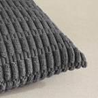 Fancy Homi Dark Grey Decorative Throw Pillow Covers 12x20 Inch for Living Room Couch Bed Sofa, Rustic Farmhouse Boho Home Decor, Soft Striped Corduroy Square Cushion Case 30x50 cm