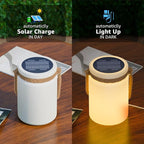 uuffoo Solar Table Lamp Lantern LED Outdoor Cordless IP44 RGB and Warm White Dimmable for Patio Camping Restaurant Terrace (White 2 Pack)