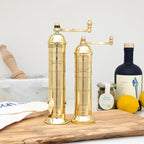Original Greek Pepper Mill, 9-Inch Brass – European Manual Pepper Grinder, Refillable, with Polishing Cloth
