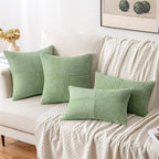 MIULEE Sage Green Corduroy Pillow Covers Pack of 2 Boho Decorative Spliced Throw Pillow Covers Soft Solid Couch Pillowcases Cross Patchwork Textured Cushion Covers for Living Room Bed Sofa 18x18 inch