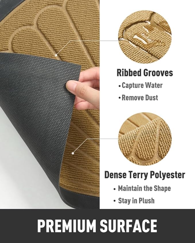 tchdio Door Mat Outdoor Indoor Entrance Doormat-Semicircular Durable Rubber Non Slip Front Door Mat for Outside Inside Entry Entryway Dirt Trapper WelcomeMat for Muddy Paws and Shoes-Yellow 24”x47”