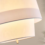 Shrine Lighting Double Drum Chandelier, Modern Drum Pendnat Light for Dining Room, D15.7'' x H11'', Adjustable 47'', E12*4 Sockets, White Fabric Lampshade & French Gold Finish Frame