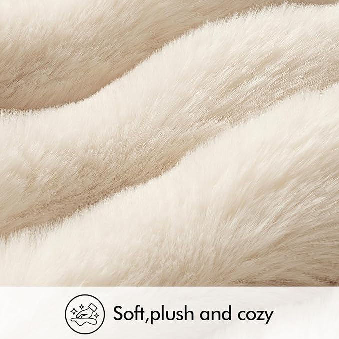 MIULEE Pack of 2 Decorative Pillow Covers Thick Soft Plush Faux Fur Lumbar Throw Pillows Luxury Home Decor for Couch Bedroom Living Room Sofa,12x20 Inch Beige