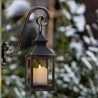 Vintage Golden Brushed Black Lantern Decorative LED Flickering Flameless Candle with Timer, Battery Powered LED Decorative Hanging Lanterns for Indoor Outdoor Garden Yard Home Decor(1 Pack)