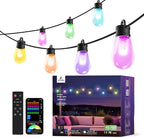 APPECK Smart Outdoor String Lights, 150ft Smart RGBW Outdoor Patio Lights with 45 LED Bulbs, Extendable, 111 Scene Modes, IP65 Waterproof Lighting for Outside, Halloween Decor, Compatible with Alexa