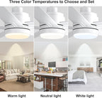 YUHAO 48 Inch White Ceiling Fan with Light and Remote Control.Noiseless,Dimmable, 3CCT,6 Speeds Reversible, Modern DC Ceiling Fans for Indoor Use