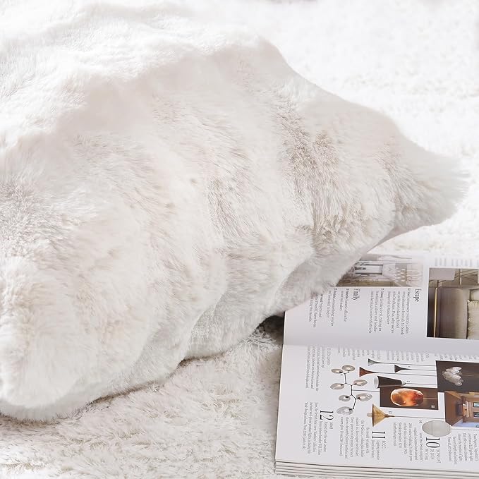 MADIZZ Pack of 2 Thick Plush Wool Throw Pillow Covers 12x20 Inch Cream Soft Neutral Decorative Throw Pillows Accent Boho Cushion Covers for Couch Sofa Bedroom Pillow Shell