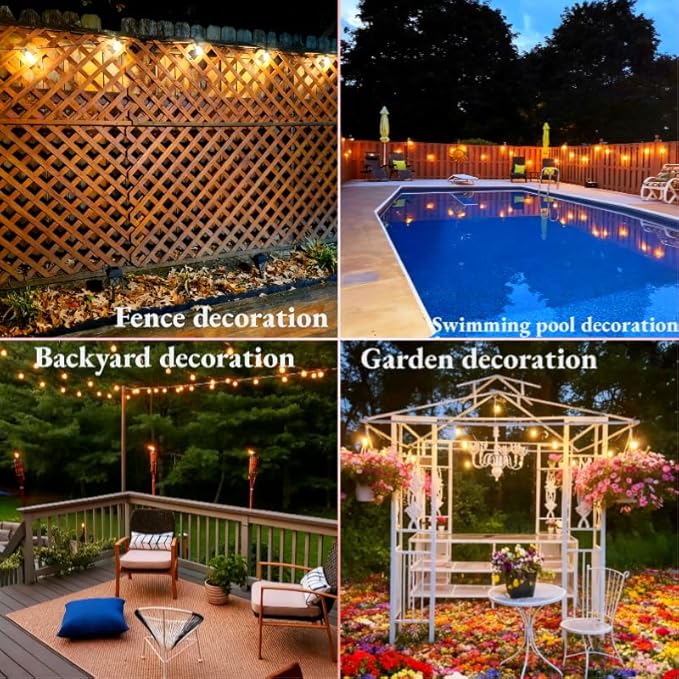 Honche Solar Lights Outdoor Waterproof IP65 with 20 LED Edison Bulb Patio Lights String Lights 49FT Warm White Solar Powered for Bedroom Christmas Camping Wedding Birthday Backyard Gazebo Party