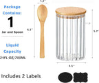 24 FL OZ Airtight Glass Jar with Bamboo Spoons Lids Overnight Oats Container Decorative Coffee Bar Food Storage Jar Cereal Nuts Salts Coffee Tea Flour Sugar Container Spice Jar