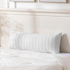 Fancy Homi Pure White Long Body Lumbar Lumbar Decorative Throw Pillow Covers 20x54 Inch for Bed Couch Bedroom Bench, Soft Corduroy Rectangle Solid Pillow Case, Rustic Farmhouse Boho Room Decor
