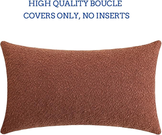 Jeneoo Dusty Rose Decorative Long Lumbar Thick Throw Pillow Covers Fine Textured Boucle Couch Cushion Case for Sofa Decor, Set of 1, 14 x 36 Inch