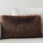Phantoscope Faux Fur Pillow Cover Decorative Fluffy Throw Pillow Mongolian Luxury Fuzzy Pillow Case Cushion Cover for Bedroom and Couch,Coffee 12 x 20 Inches…