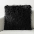 Phantoscope Faux Fur Solid Decorative Pillow Cover Fluffy Throw Pillow Mongolian Luxury Fuzzy Pillow Case Cushion Cover for Bedroom and Couch, Black 22 x 22 Inches, Pack of 1
