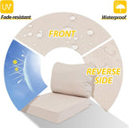 AAAAAcessories Outdoor Deep Seat Cushions, Waterproof, Fade-Resistant Patio Furniture Replacement Cushions, 25.5" x 25.5" x 5" + 25.5" x 19", Set of 4, Khaki Beige