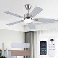 42 inch Modern Ceiling Fans with Lights APP/Remote Control, Low Profile Reversible 6 Speeds Dimmable Ceiling Fan Light for Indoor/Outdoor Bedroom Living Room（Nickel）