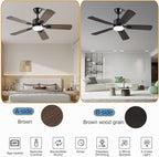 Ceiling Fans with Lights, 42 Inch Low Profile Ceiling Fan with App/Remote Control, DC Reversible Motor, Dimmable LED Ceiling Fans for Bedroom,Indoor/Outdoor Patio Use（Brown）