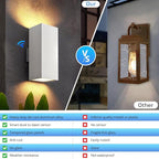 wowlite Modern Porch Lights White 2 Pack, Dust to Dawn Outdoor Light, Waterproof Outdoor Wall Lights Exterior Up and Down Lighting, 13" Square Outdoor Wall Sconce Lights for House Garage Front Door