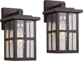 MICSIU Bronze Outdoor Wall Sconce 2 Pack, 11 Inch Exterior Light Fixtures Wall Mount with Clear Glass Shade, Waterproof Outdoor Porch Lights for House, Garage, Pathway, Walkway