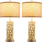 26" Farmhouse Table Lamp - 2 USB A+C 3-Way Dimmable Touch Lamps