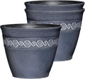 Classic Home and Garden Corinthian Resin Planter Pot - Outdoor & Indoor Plant Pot - Round Planter for Plants & Flowers (8" Storm Gray, Pack of 3)