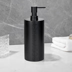 Matte Black Body Wash Dispenser Luxurious Refillable Pump Bottle with Embossed Text, Durable Construction for Bathroom and Shower
