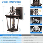 VIANIS Motion Sensor Outdoor Lights, Oil Rubbed Bronze Dusk to Dawn Outdoor Wall Lights Exterior, Waterproof Wall Lantern with Tempered Glass, Modern Outside Wall Sconce for Garage Front Porch, E26