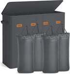 SONGMICS 55.4 Gallon (210 L) Laundry Hamper, 4-Compartment Laundry Basket Sorter with Lid, Labels, Removable Liner Bags, for Bedroom, Dark Gray URLH014G01