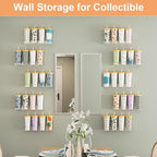 upsimples 16 Pack Acrylic Shelves for Wall Storage, 15" Floating Bookshelves for Kids, Display Shelf Organizer for Bathroom, Bedroom, Living Room, Kitchen, Room Decor, Clear