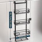 Consumest Over The Door Shower Caddy - 4 Tier Adjustable Hanging Shower Organizer Shelf with 2 Soap Holders & 22 Hooks, Rustproof Easy Installation Hanging Storage Rack for Bathroom, Black