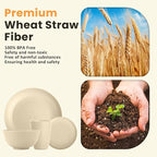 Homienly 32 PCS KItchen Wheat Straw Dinnerware Sets for 8, Reusable Plates and Bowls Sets, Dishes Set for 8, Alternative to Plastic Dish Set for Camping, PIcnic, Microwave and Dishwasher Safe - Beige