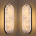 2 Pack 2 Light Oval 18" Alabaster Marble Bathroom Wall Sconce Modern Concise Style Wall Light Fixture,Dark Gray Finish for Bedroom Hallway Bedside