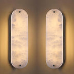 2 Pack 2 Light Oval 18" Alabaster Marble Bathroom Wall Sconce Modern Concise Style Wall Light Fixture,Dark Gray Finish for Bedroom Hallway Bedside