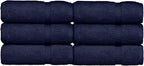 Luxury Hotel & Spa Collection, Quick Dry 100% Turkish Cotton 700 GSM, Eco Friendly Towel, for Bathroom, Gymand Kitchen Dobby Border Soft Hand Towel Set 16 X 30, Navy Blue, Hand Towels - Set of 6