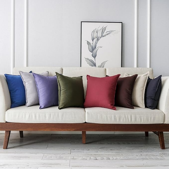 Jeanerlor Set of 2 Decorative 26"x26" Cotton Linen Chair Throw Pillow Case Green for Sofa Durable Classy, Comfortable Cushion Cover for Coffee Shop/Bar (65 x 65cm) Olive Green