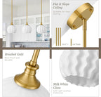 Brushed Gold Pendant Lights Kitchen Island, 1-Light 7.3" Modern Milk Glass Pendant Light Fixtures with Rods, Globe Hanging Lighting for Kitchen Sink Bathroom Dining Room, E26 Base