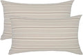 Tan Pillow Covers Farmhouse Linen Throw Pillow Covers Striped Outdoor Decorative Square Throw Pillows for Couch Sofa Bed 12x20 in Pack of 2 Cream and Beige