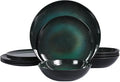 Melamine Dinnerware Set, 12pcs Plates and Bowls Set, Green Dinner Dishes Set for Indoor and Outdoor, BPA-Free, Dishwasher Safe（Green）
