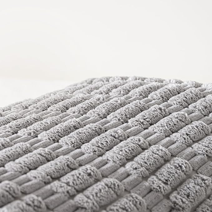 Fancy Homi Gray Long Lumbar Farmhouse Decorative Throw Pillow Covers 20x54 Inch for Bed Couch Bed Sofa, Rustic Boho Room Decor, Soft Striped Corduroy Rectangle Cushion Case 50x137 cm